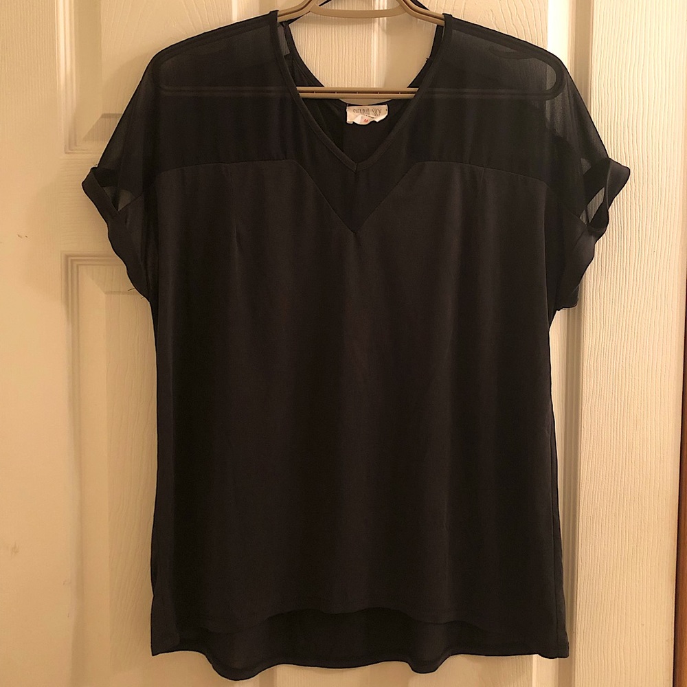 NWOT Sienna Sky Modal Blend Tee with Mesh Top Detail